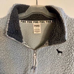 PINK Super Soft Sherpa Fleece Pullover Zip Up Med.